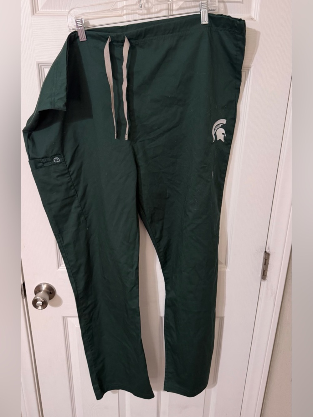 Michigan State WonderWink Forest Green Scrub Pants with Contrast Drawstring